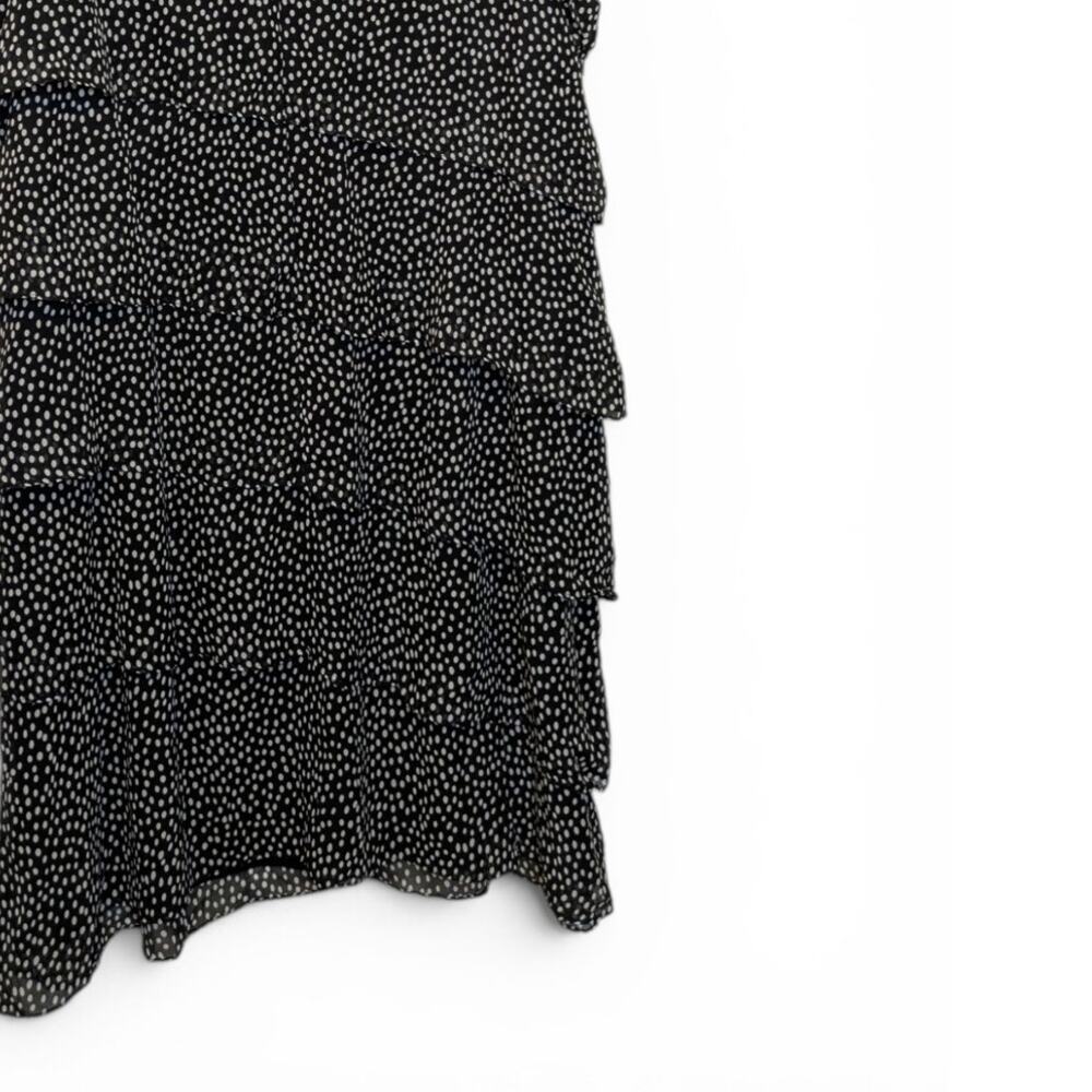 J. HOWARD Dress Tiered White Polka Dots on Black Sleeveless Chiffon - Size 24W - Picture 6 of 9